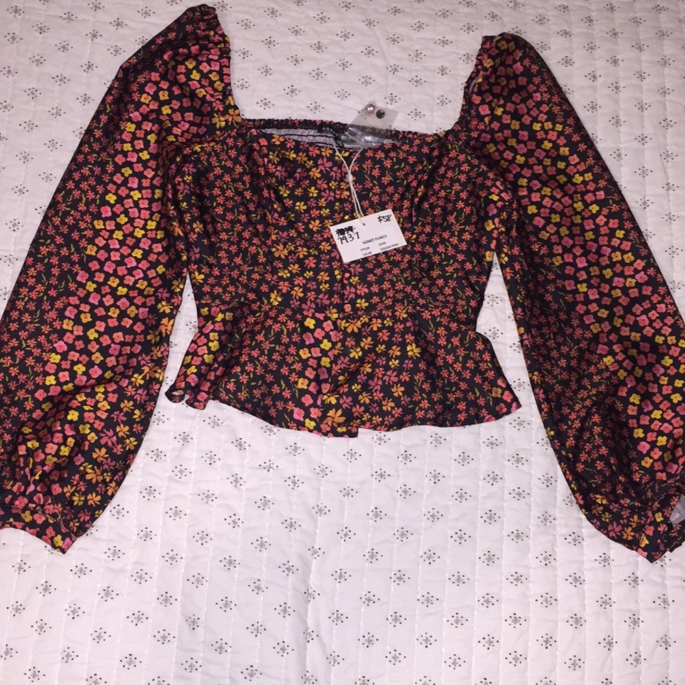 Boutique honey punch floral blouse
